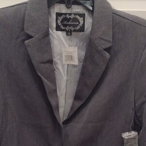 Ambiance Gray Suit Jacket Classic Notched Lapel Blazer